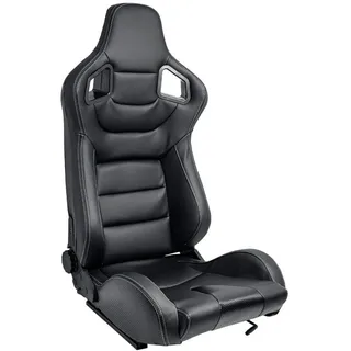 AutoStyle Sportsitze 'RK' - Schwarzes Kunstleder + Silbere Nähte