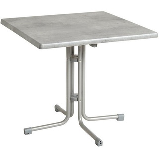 Gartenklapptisch, Grau, Platin, Metall, Betonoptik, quadratisch, 80x80x72 cm, gastro- und objekttauglich, klappbar, platzsparend, Gartenmöbel, Gartentische, Klapptische