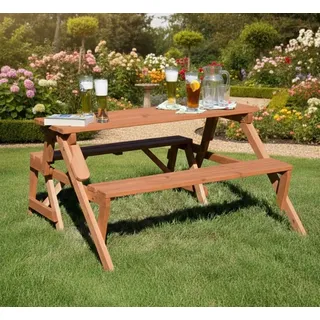 Holzbank Tisch Sitzgarnitur - Picknickbank - Kombibank