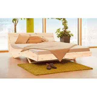 geborgenschlafen Massivholzbett aus Zirbenholz, Schwebebett Design - Zirbenholzbett, Inkl. Lattenrost, - Handgefertigt in Deutschland beige 200 cm x 200 cm