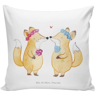 Mr. & Mrs. Panda Dekokissen »Füchse Pärchen Lesbian Pride - Weiß - Geschenk, Romantik, Kissenhülle« weiß
