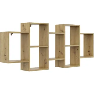 KUBUTKU Dekorativ Wandregal mit 7 Böden 160x65x18 Design Skandinavischer Modern für Wohnzimmer Küche Büro Schlafzimmer Badezimmer Hängeregal zur Präsentation Bücherregal (Artisan Eiche)