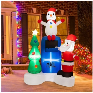 COSTWAY Weihnachtsmann, mit integrierten LED-Lichtern, aufblasbar, 185 cm blau|grün|rot|weiß