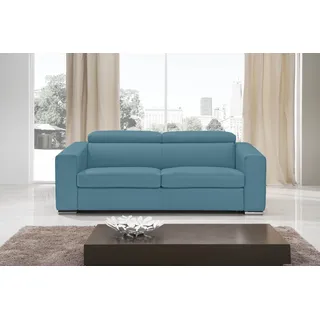 Schlafsofa EGOITALIANO "Cabiria, Design und super Sitz- und Liegekomfort", blau (türkis), B:226cm H:97cm T:103cm, Sofas, Schlafsofa, Sofa inkl. Schlaffunktion, Kopfteile verstellbar, mit Metallfüßen