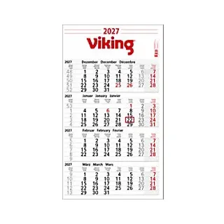 Viking 4-Monatskalender 2027 Deutsch, Englisch, Französisch 30 (B) x 56 (H) cm Weiß