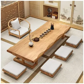 ASKLFNEI 120 cm niedriger japanischer Couchtisch für den Boden, Tatami-Meditationsaltartisch, großer Esstisch aus Holz für Wohnzimmer und Esszimmer, 47,2 Zoll(B,160x60x35cm)