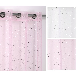 Gardine Luftiger Ösenschal mit Glitzer Sternen, Gardine mit Ösen 140x260 cm, Beautex, Ösen (1 St), transparent rosa