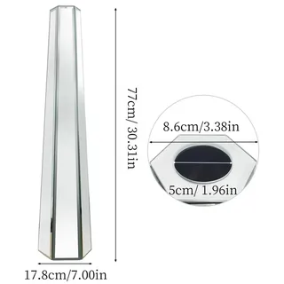 Moderne Bodenvase aus Spiegelglas - Hohe Blumenvase 77 cm - Rechteckige Dekoration für Wohn- und Schlafzimmer - Material MDF und Glas - Farbe Silber