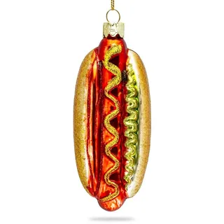 SIKORA BS468 Hotdog Christbaumschmuck Glas Figur Weihnachtsbaum Anhänger