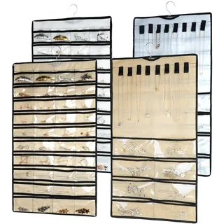 Mulaibdin 2 Stück Schmuck Organizer Hängend, Schmuckaufbewahrung Wand mit Aufhänger, Doppelseitig Schmuckschrank Hängend Tür,Ohrringe,Halsketten,Ringe, Schrank Aufbewahrung