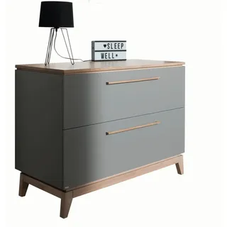 Paidi Sideboard Sten, Grau, Eiche, Holz, Holzwerkstoff, Eiche, massiv, 2 Schublade(n) Schubladen, 123.3x92.1x57.2 cm, Blauer Engel, Goldenes M, Beimöbel erhältlich, Holzmöbel, Kleinmöbel Holz, Holzkommoden, Sideboards Holz