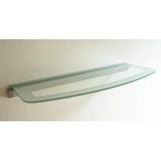 Wandregal aus 8mm Glas, klar & satiniert, verschiedene Formen und Größen, Glasregal, Glasboden, Glasablage, Badregal, Eckregal Bad Ablage Regal (Wandschiene, 90x20-25 cm Convex satiniert)