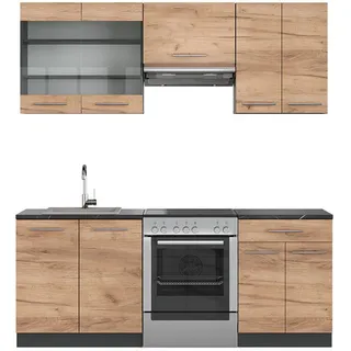 Vicco Küchenzeile Fame-Line 200 cm Eiche/Anthrazit