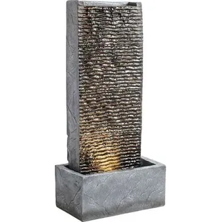 Zweistufiger Gartenbrunnen Mit Led-beleuchtung, Pumpe Und Granit-optik, Maße 37,5 X 22 X 80 Cm