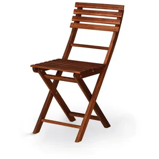 KHG Gartenstuhl Balkonstuhl 38x56 cm, klappbar, bis 75 kg belastbar (Outdoor-Klappstuhl), aus Akazien-Holz, zum Schutz geölt, FSC-Zertifiziert braun