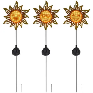 HGD Holz-Glas-Design Solar-Gartenstecker "Sonnenblume" in Gelb - (B)20 x (H)84 x (T)4,5 cm