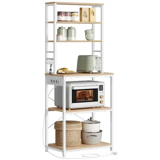 VASAGLE Standregal Küchenregal Standregal, 6 Ablagen, 60 x 40 x 169 cm, für Küche, stehend, Stahlrahmen, Mikrowellen-Regal gelb 60 cm x 167 cm x 40 cm