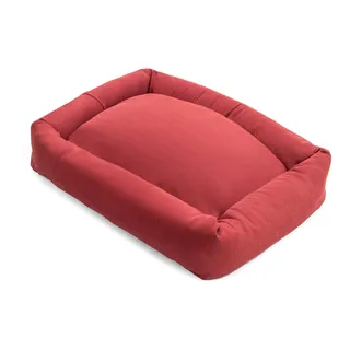 Record Hundebett Mono-Design-Zwinger für Hunde und Katzen aus Baumwolle, Weiches und Schnell Trocknendes Gepolstertes Haustierbett, Rechteckiges Kissen | Rot - 70x50x17h