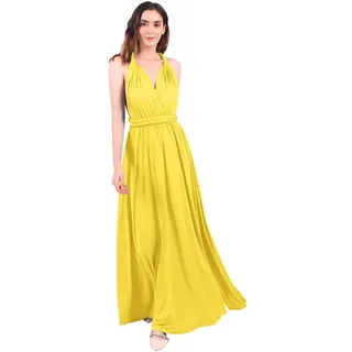 FYMNSI Damen Multiway Lange Abendkleid Hochzeit Brautjungfernkleid Bodenlang Partykleid Cocktailkleid Cabrio Wickelkleid V-Ausschnitt Festlich Kleid Rückenfrei Neckholder Maxikleid Sommer Strandkleid - S