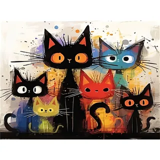 Formeyart Katze Malen Nach Zahlen Erwachsene,Paint by Numbers for Adult DIY mit Pinseln und Acrylfarben,Cheerful Painting Handgemalt Ölgemälde Leinwand für Home Decor (CAT)