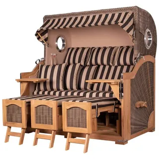 bene living bene,iving Strandkorb Komplettset Ammersee Grande XXL Teak Bullauge PE grau Modell 581