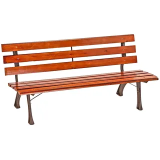 DEMA Massivholz Parkbank Gartenbank Bank Bremen massiv Holz mahagonifarben + Gusseisen