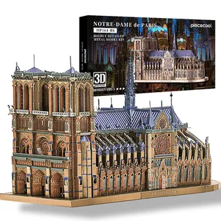 Piececool 3D Puzzle Metall Architecture Notre Dame de Paris, 3D Metall Puzzle für 340 Edelstahl, 1:1 Wiederherstellen, Gotischer Stil, Geburtstagsgeschenk, Modellbausatz Erwachsene, 382 Teile