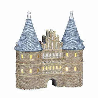 Wurm Holsten-Tor Lübeck Dekohaus 20x22x8 cm Blau/Braun/Mehrfarbig