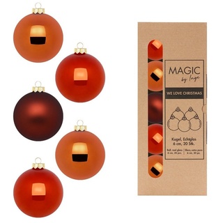 MAGIC by Inge Weihnachtsbaumkugel, Weihnachtskugeln Glas 6cm 20 Stück - Glowing Amber orange