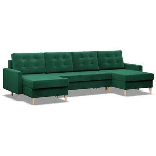 mebligo Eckcouch Textil 4-Sitzer Grün