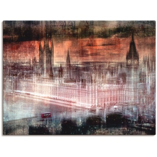 Leinwandbild ARTLAND "Digitale Kunst London Westminster II" Bilder Gr. B/H: 120 cm x 90 cm, Gebäude, 1 St., rot Leinwandbilder