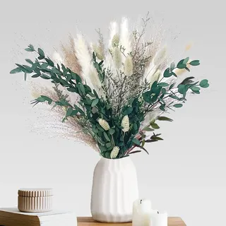 Natürliche Pampasgras Deko 65 Stück DIY Trockenblumen für Pampasgras Getrocknet Strauss, Ideal for Boho Wohnzimmer-Schlafzimmer-und Vasen Deko (65 Stück)