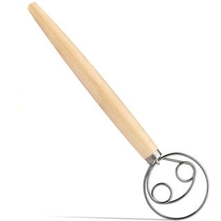 Dänischer Teig Schneebesen Edelstahl Brotteig Handmixer Holzgriff Küche Backen Werkzeuge