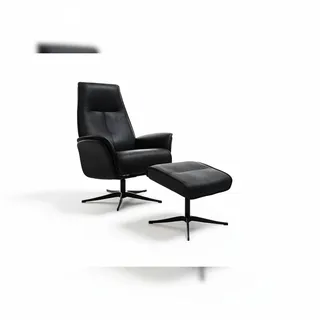 KAWOLA Relaxsessel JOSIANE Polyester 78 x 107 x 78 cm schwarz mit Hocker