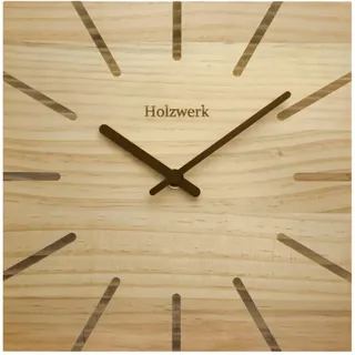 Holzwerk Wanduhr, Beige, Holz, Metall, Holz Optik, Quadratisch, 25x25x2 cm, CE, Dekoration, Uhren, Wanduhren