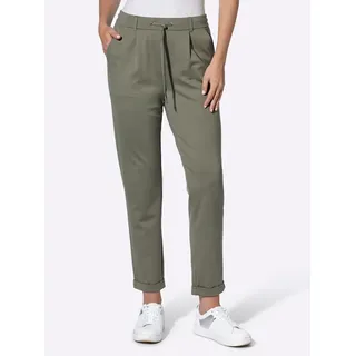 Jogger Pants INSPIRATIONEN, Damen, Gr. 38, Normalgrößen, grün (khaki), 58% Viskose, 36% Polyamid, 6% Elasthan, unifarben, Hosen