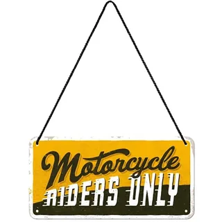 Nostalgic-Art Retro Hängeschild, Motorcycle Riders Only – Geschenk-Idee für Auto & Motorrad-Fans, aus Metall, Deko im Vintage-Design, 10 x 20 cm