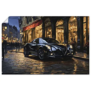 ARTLAND Wanddeko Poster & Kunstdrucke Wandposter 60x40 cm Auto Sportwagen Alfa Romeo 4C Schwarz Brüssel U5CX