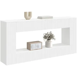 vidaXL Gestreift Konsolentisch 155 x 29 x 74 cm Weiß