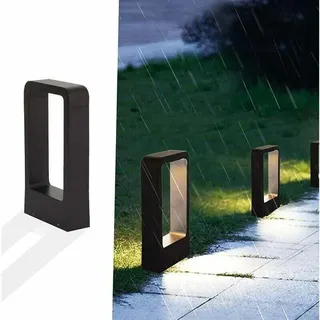Led-pollerleuchte Mit Steckdose, 7 W, 3000 K, Ip65, Außenbeleuchtung Für Terrasse Und Garten, Schwarz, Warmweißes Design, Wasserdichte Dekorationsleuchte, Ip65