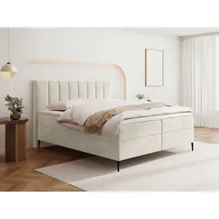 WFL GROUP Boxspringbett mit Bettkasten – Polsterbett 120 x 200 cm mit H4 Taschenfederkern Matratze & 5 cm Topper – Stauraumbett mit hohem Kopftei...
