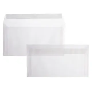 b l a n k e Blanke Briefumschläge, weiß/transparent, DIN lang, ohne Fenster, haftklebend, 90g/m2, 500 Stück,