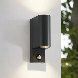 LINDBY Außenwandleuchte Aluminium 12 cm x 7 cm x 21,6 cm inkl. Bewegungsmelder schwarz