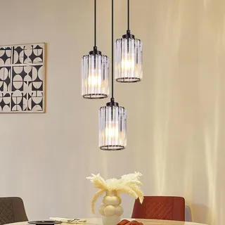 ZMH Pendelleuchte Esstisch Hängelampe Kristall - Hängeleuchte 3 Flammig Modern E27 Esstischlampe Hängend Pendellampe Wohnzimmer Esszimmerlampe Höhenverstellbar für Küche Esszimmer (ohne Leuchtmittel)