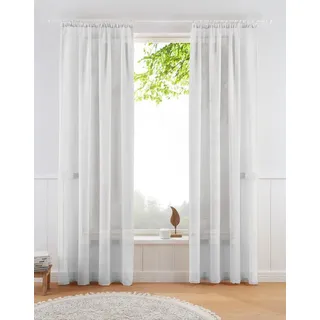 Guido Maria Kretschmer Home&Living Gardine TENDER, Kräuselband (1 St), halbtransparent, Leinen Optik mit Struktur, monochrom, Bestseller weiß 135 cm x 265 cm