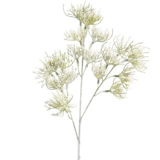 Kunstblume Zweig Dekozweig Büschel grün weiß beschneit, Kaemingk