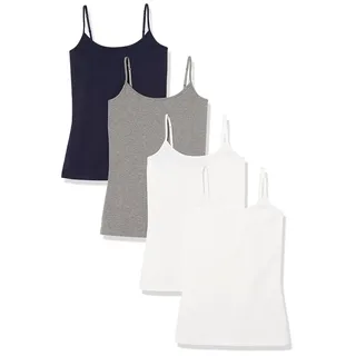 Amazon Essentials Damen Slim Fit Camisole 4er Pack, Dark Grey Heather/Navy/White, Medium