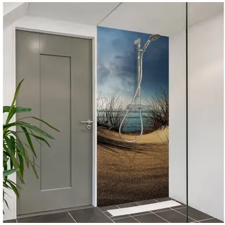Bilderdepot24 Duschrückwand Strand beige Duschrückwand ohne Bohren Dusche Natur Meere, (1-tlg., 0,61 mm starke Folie selbstklebend Wandpaneele Dusche versch. Größen), fugenlose & wasserfeste Motiv Rückwand Wandverkleidung für Duschkabine beige 110 cm x 200 cm
