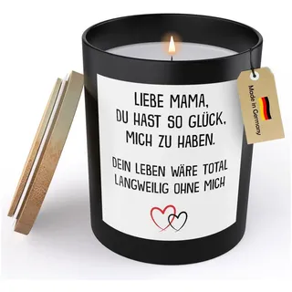 22Feels Duftkerze Deko Mama Geschenk Mutter Muttertag Geburtstag Weihnachten Frauen, MADE IN GERMANY, Europäisches Sojawachs, Handgegossen schwarz