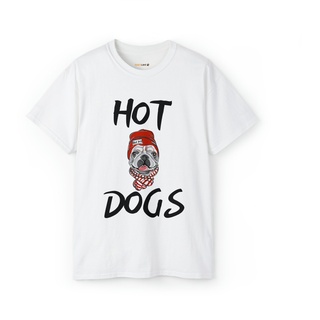 Ultra Baumwolle T-Shirt "HOT DOGS" - Weiß / 2XL